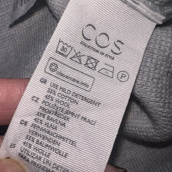 COS Sweater Womens EUR Size M Gray Mock Neck Knit Cotton-Wool Blend Minimalist - Picture 11 of 15